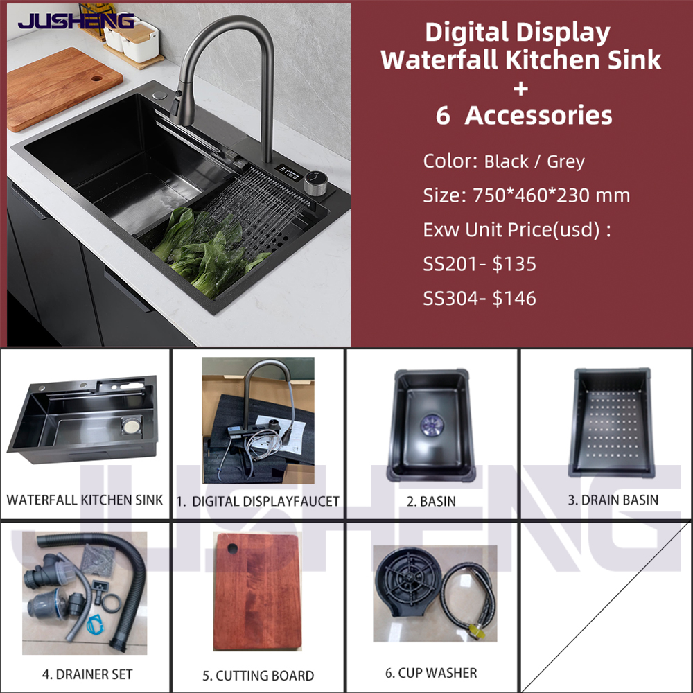 Digital Display Faucet Waterfall Ktchen Sink-2