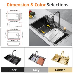 SIZE-waterfall kitchen sink-M1-7A-2